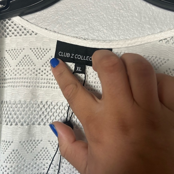 Club z collection White Lace Open tie front Cardigan cover up - Picture 4 of 6